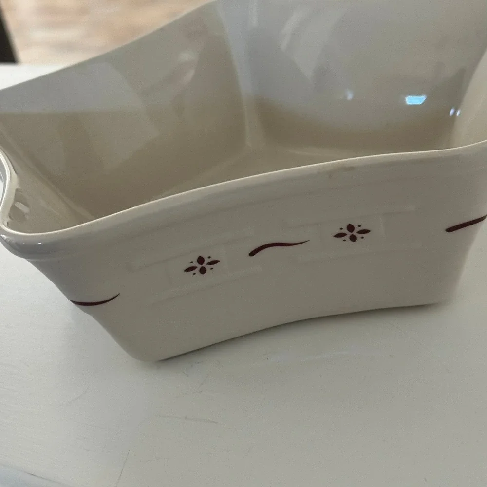 Longaberger Pottery‎ Star Shaped Bowl Woven Traditions Burgundy Oven Dishwasher